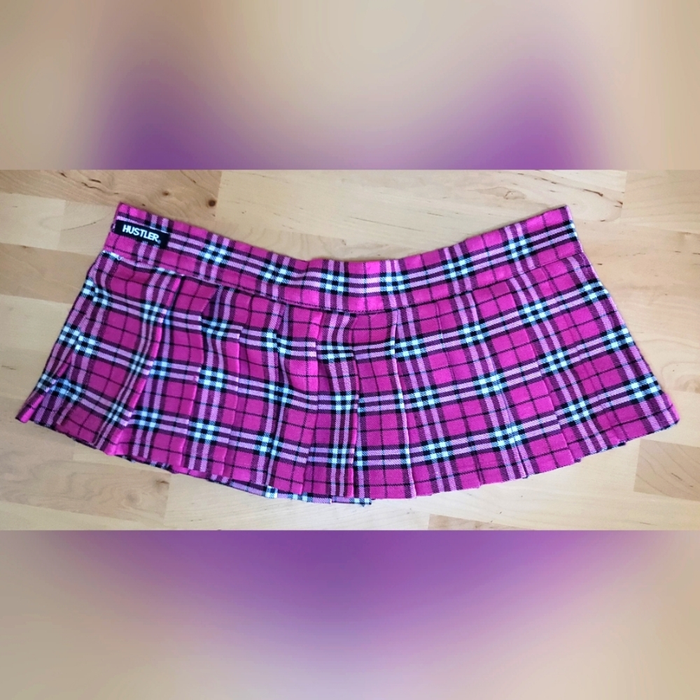 Hustler Pleated Schoolgirl Micro Mini Skirt XL